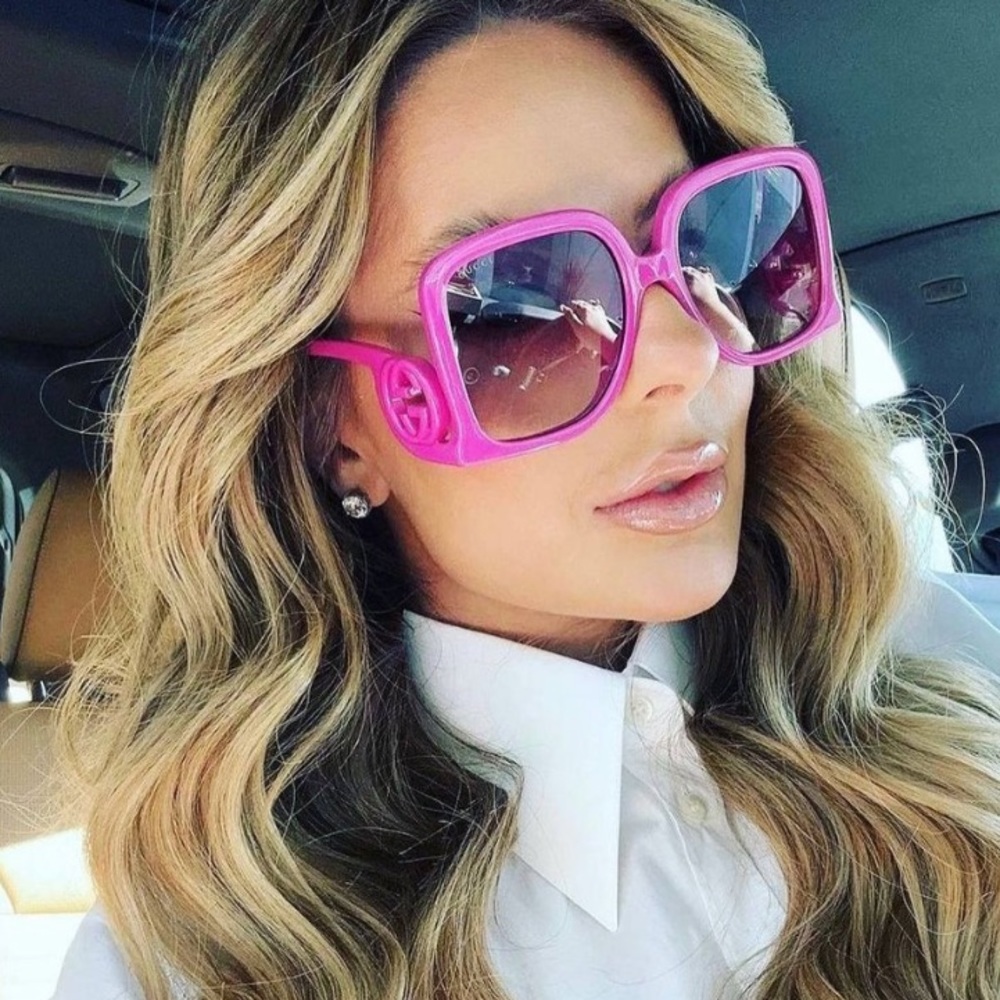 NEW GUCCI GG1326S 004 PINK SQUARE WOMEN SUNGLASSES GUCCI - Picture 6 of 13